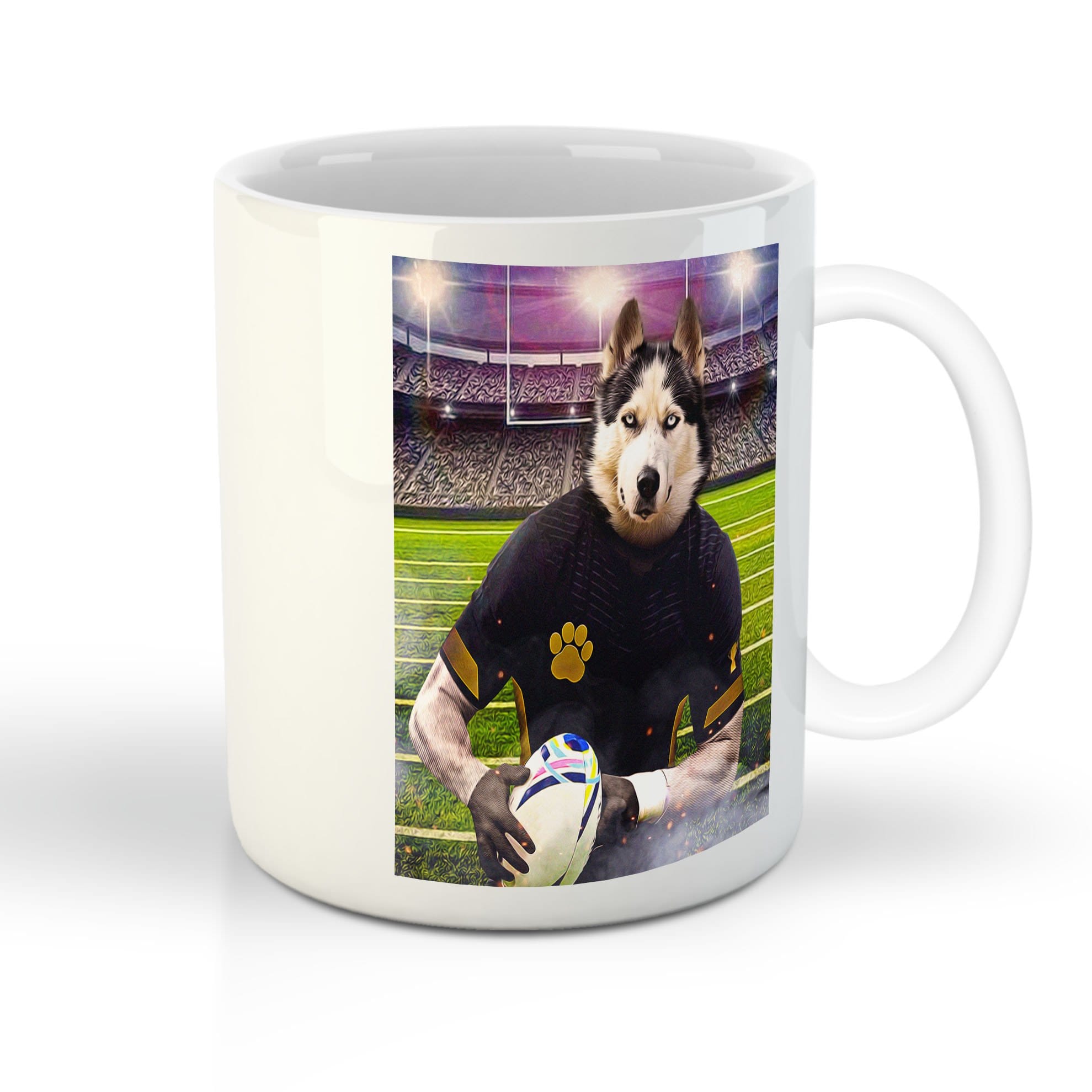 &#39;The Rugby Player&#39; Personalized Pet Mug