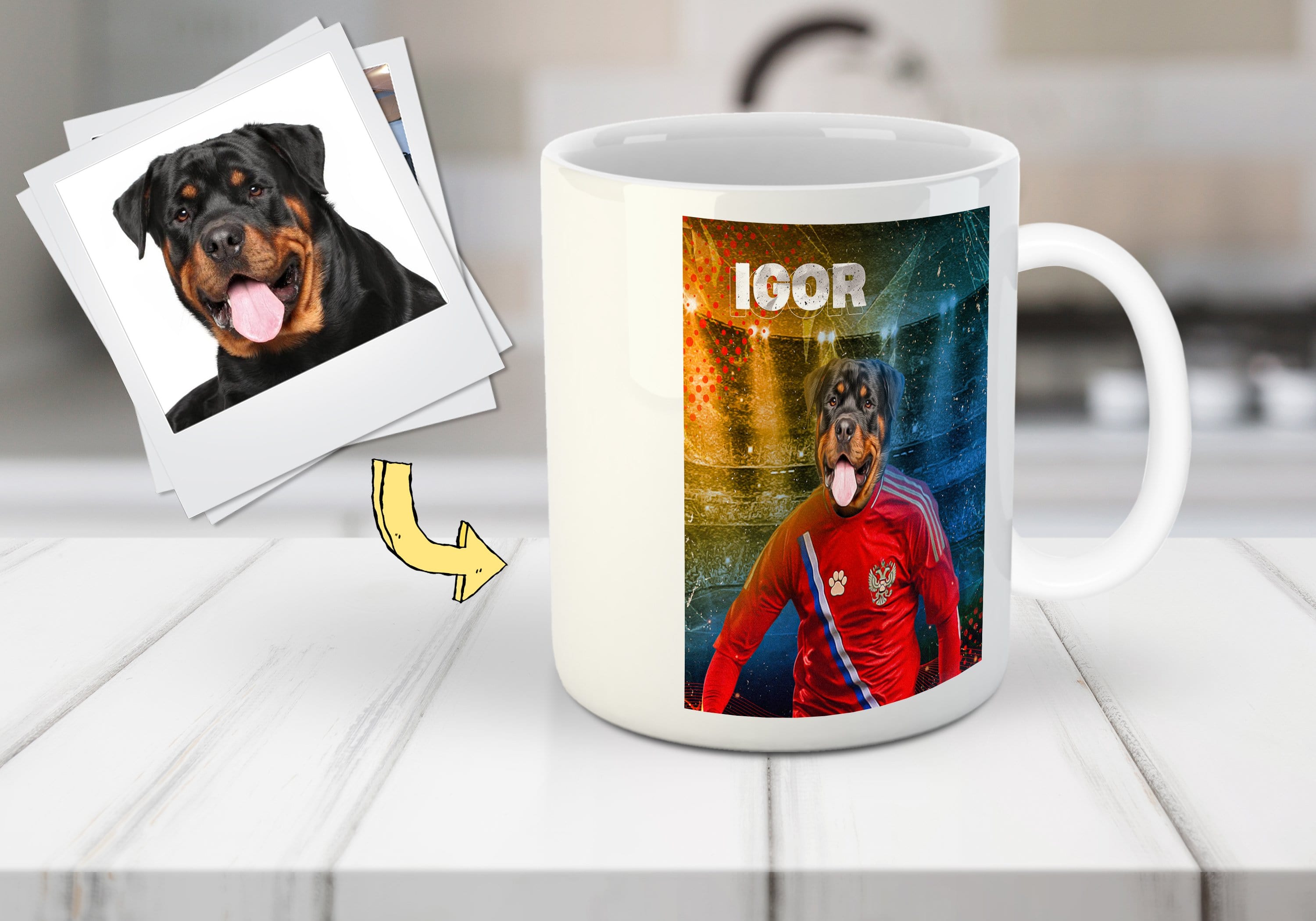 Taza personalizada para mascotas &#39;Russia Doggos Soccer&#39;