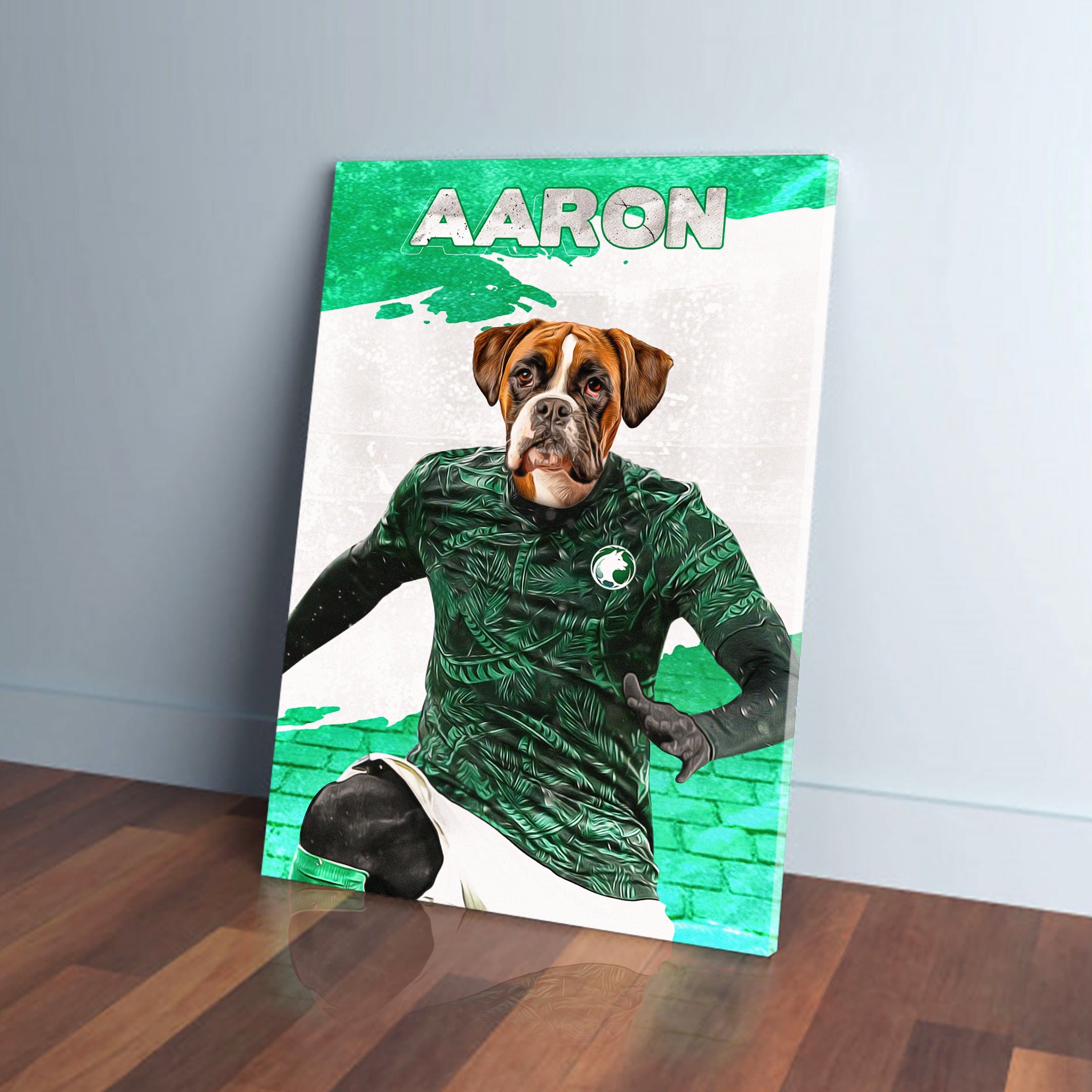 &#39;Saudi Arabia Doggos Soccer&#39; Personalized Pet Canvas