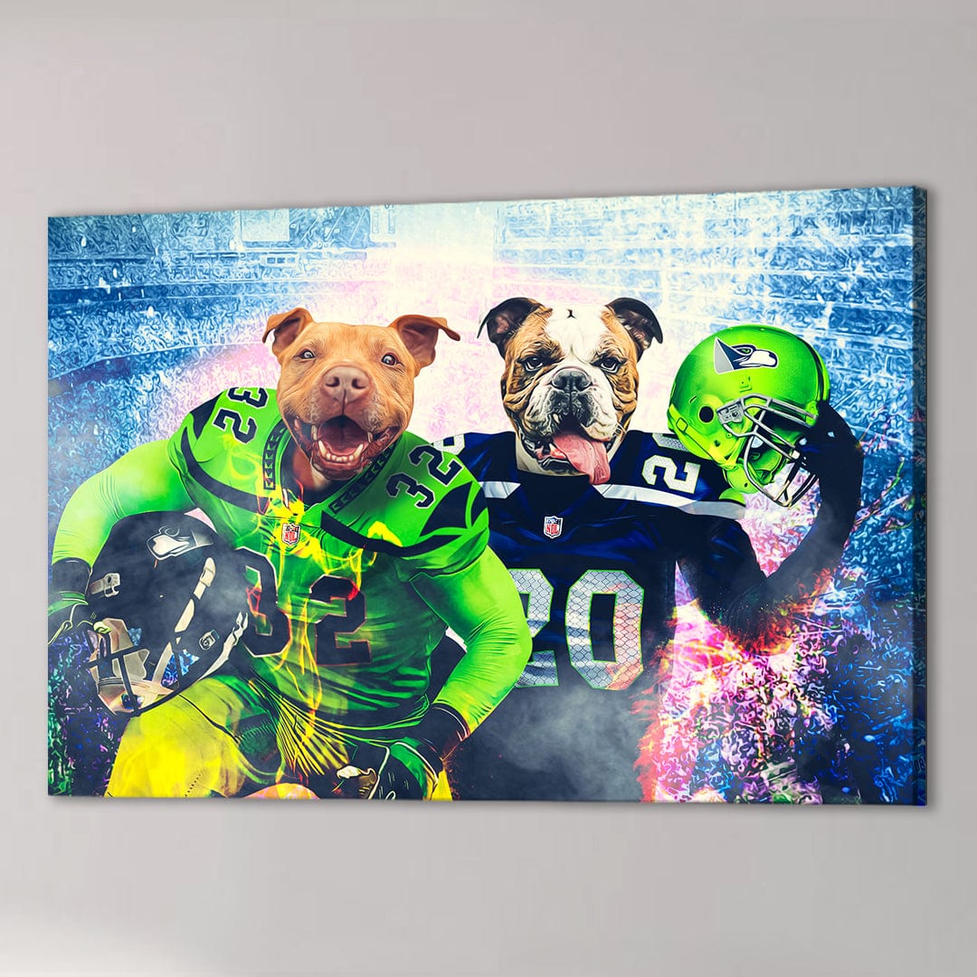 &#39;Seattle Doggos&#39; Personalized 2 Pet Canvas
