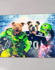 Lienzo personalizado para 2 mascotas 'Seattle Doggos'