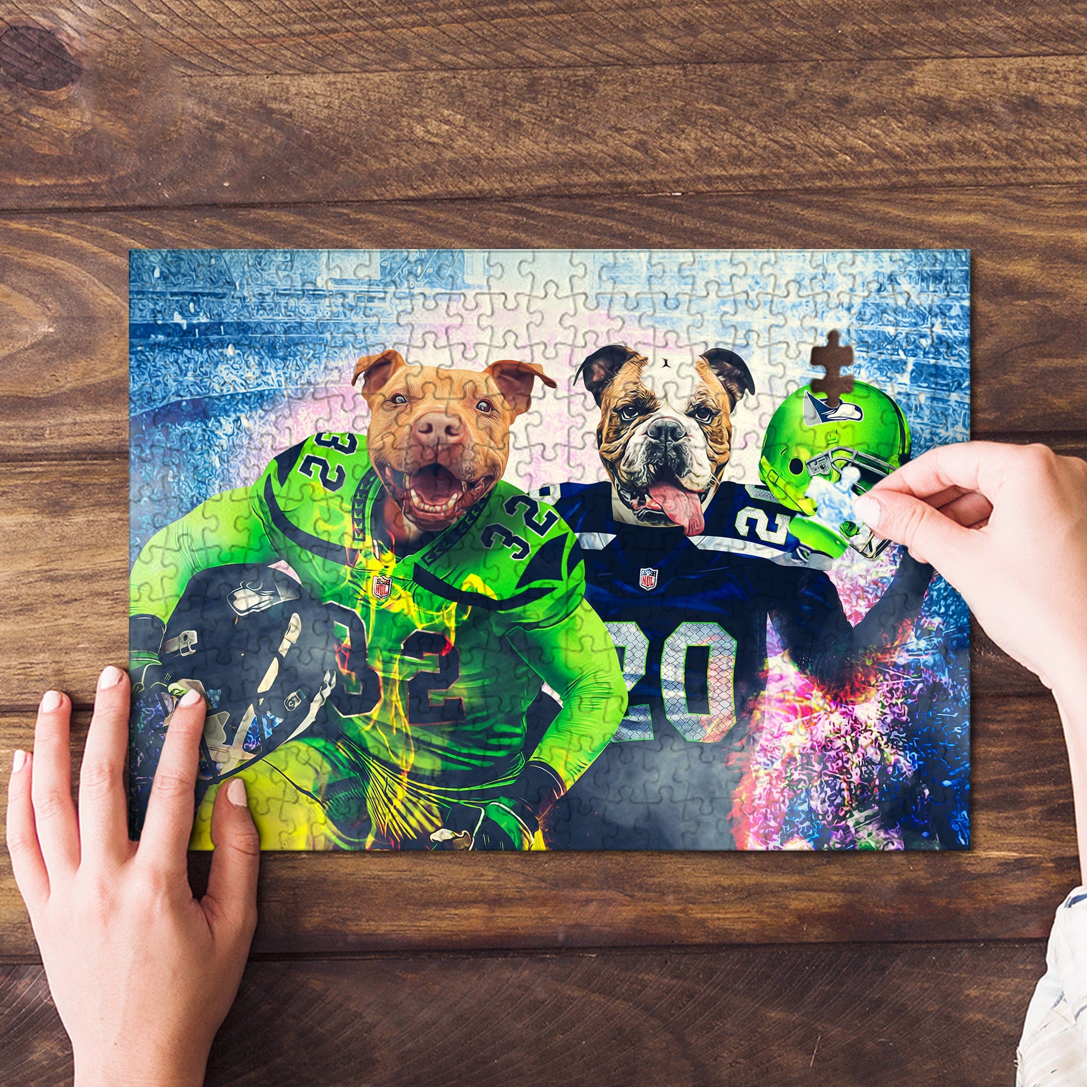&#39;Seattle Doggos&#39; Personalized 2 Pet Puzzle