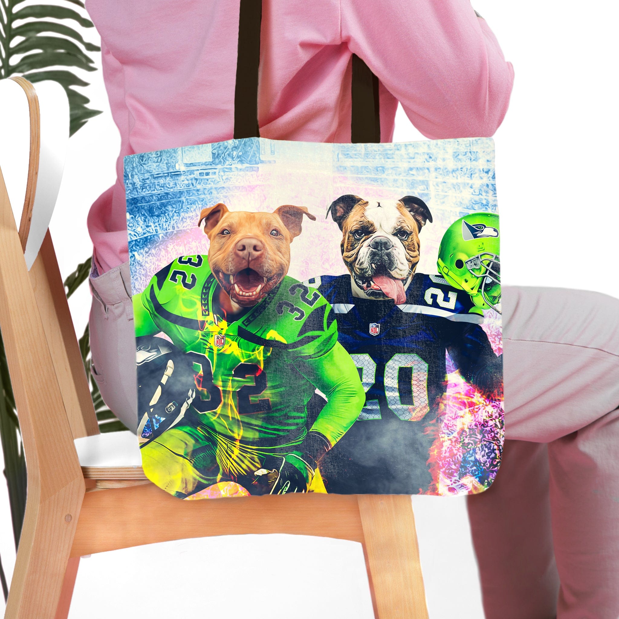 &#39;Seattle Doggos&#39; Personalized 2 Pet Tote Bag