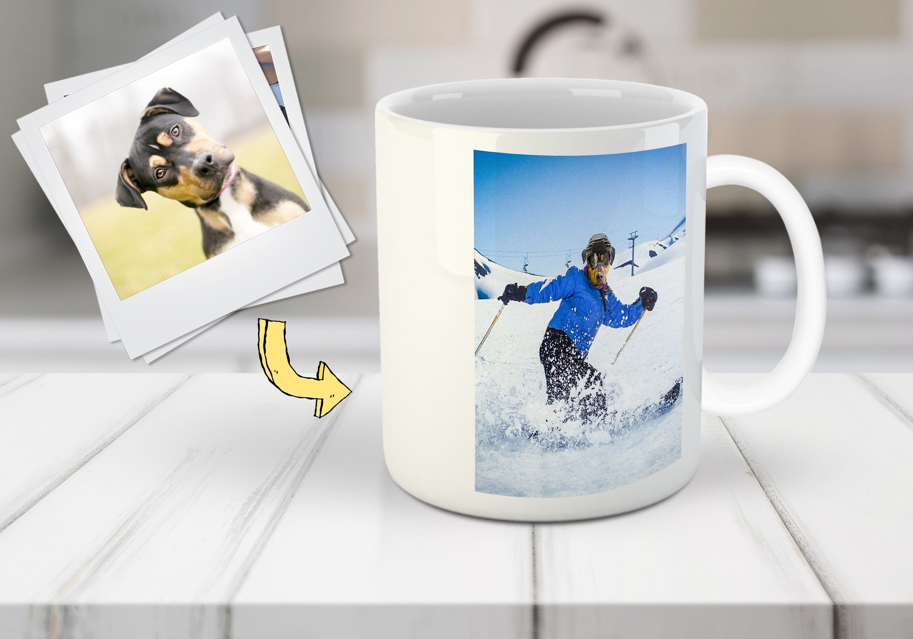 &#39;The Skier&#39; Custom Pet Mug