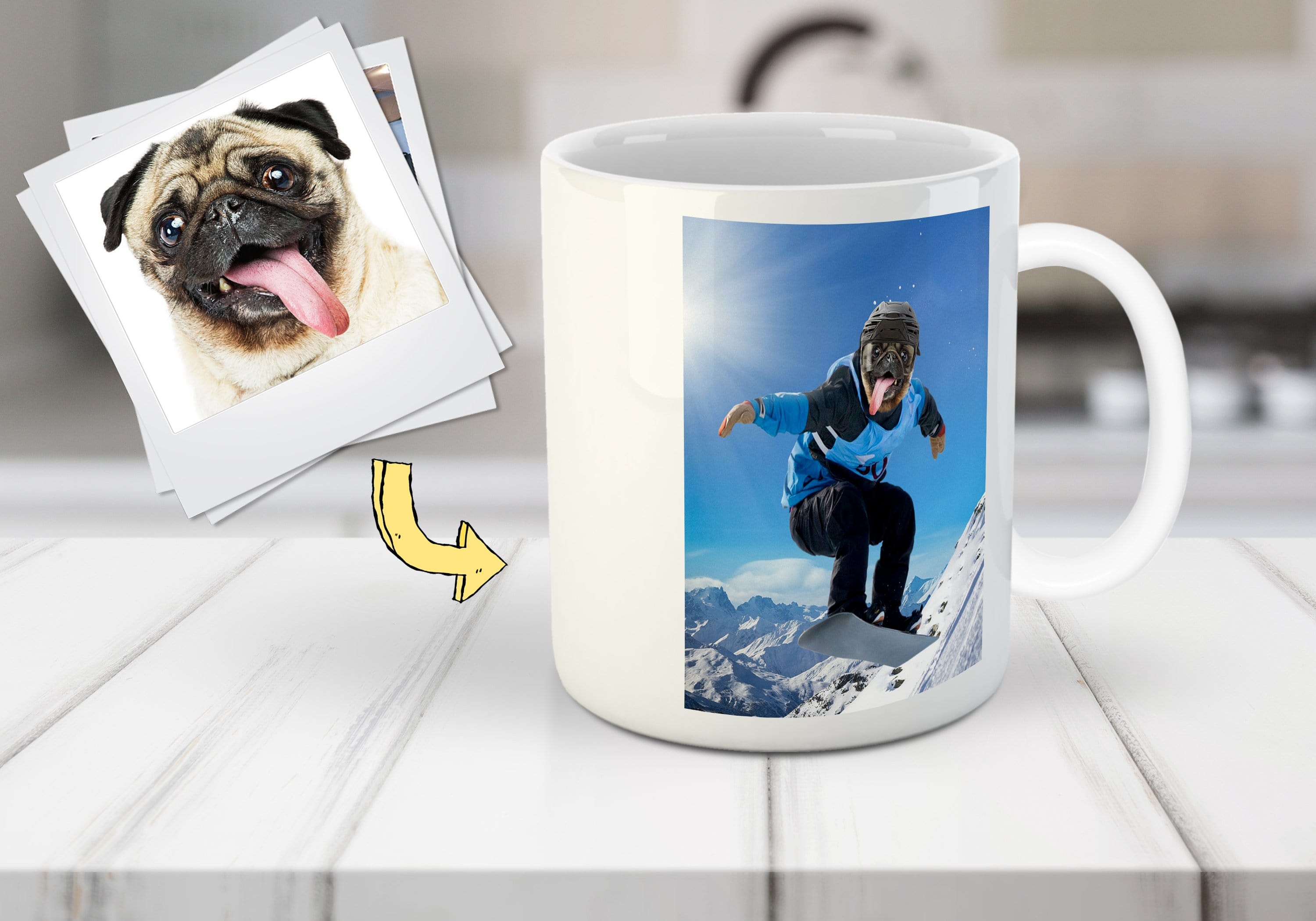 &#39;The Snowboarder&#39; Custom Pet Mug