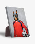 Lienzo de pie personalizado para mascotas 'El portero de fútbol'