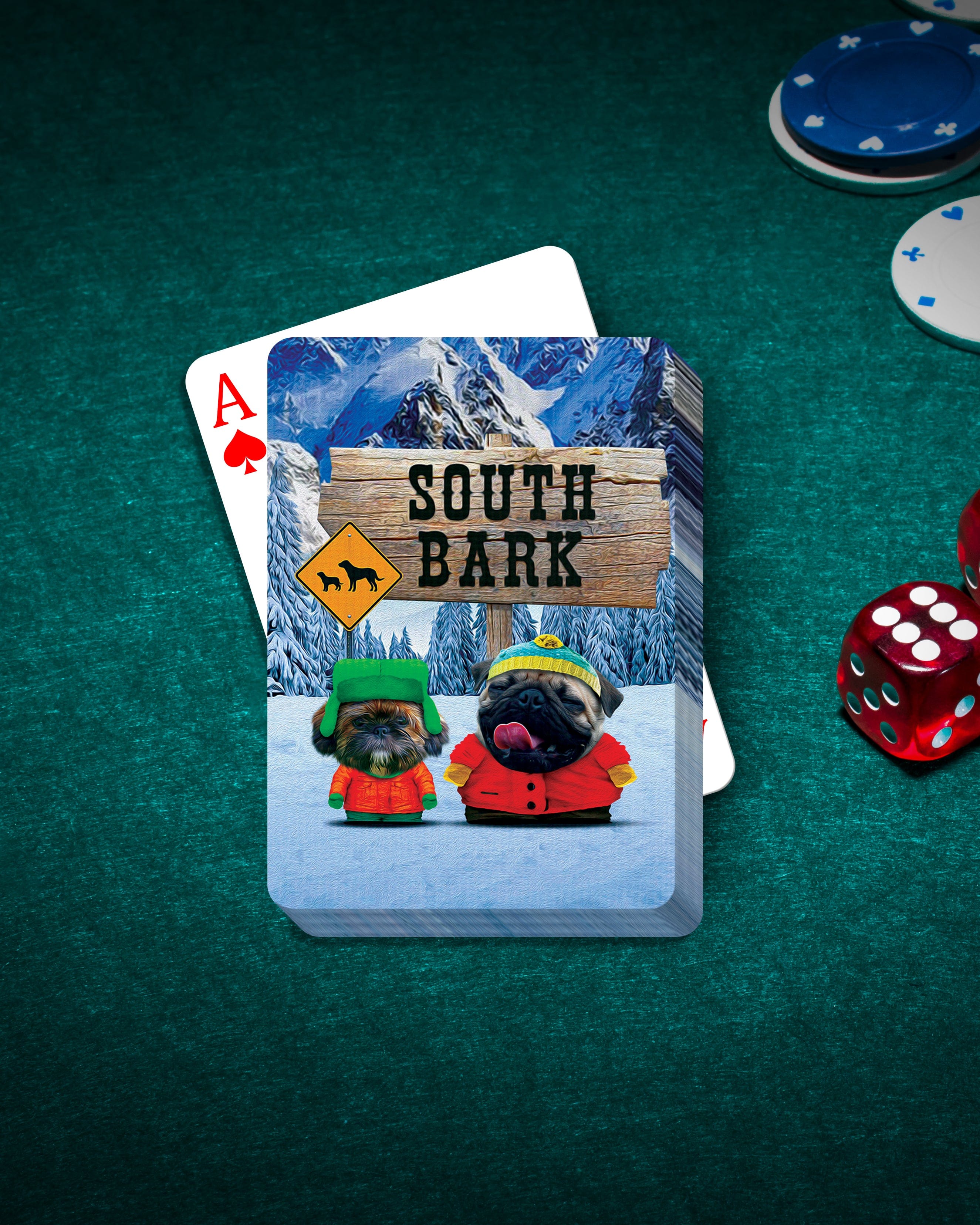 'South Bark' Personalized 2 Pet Playing Cards