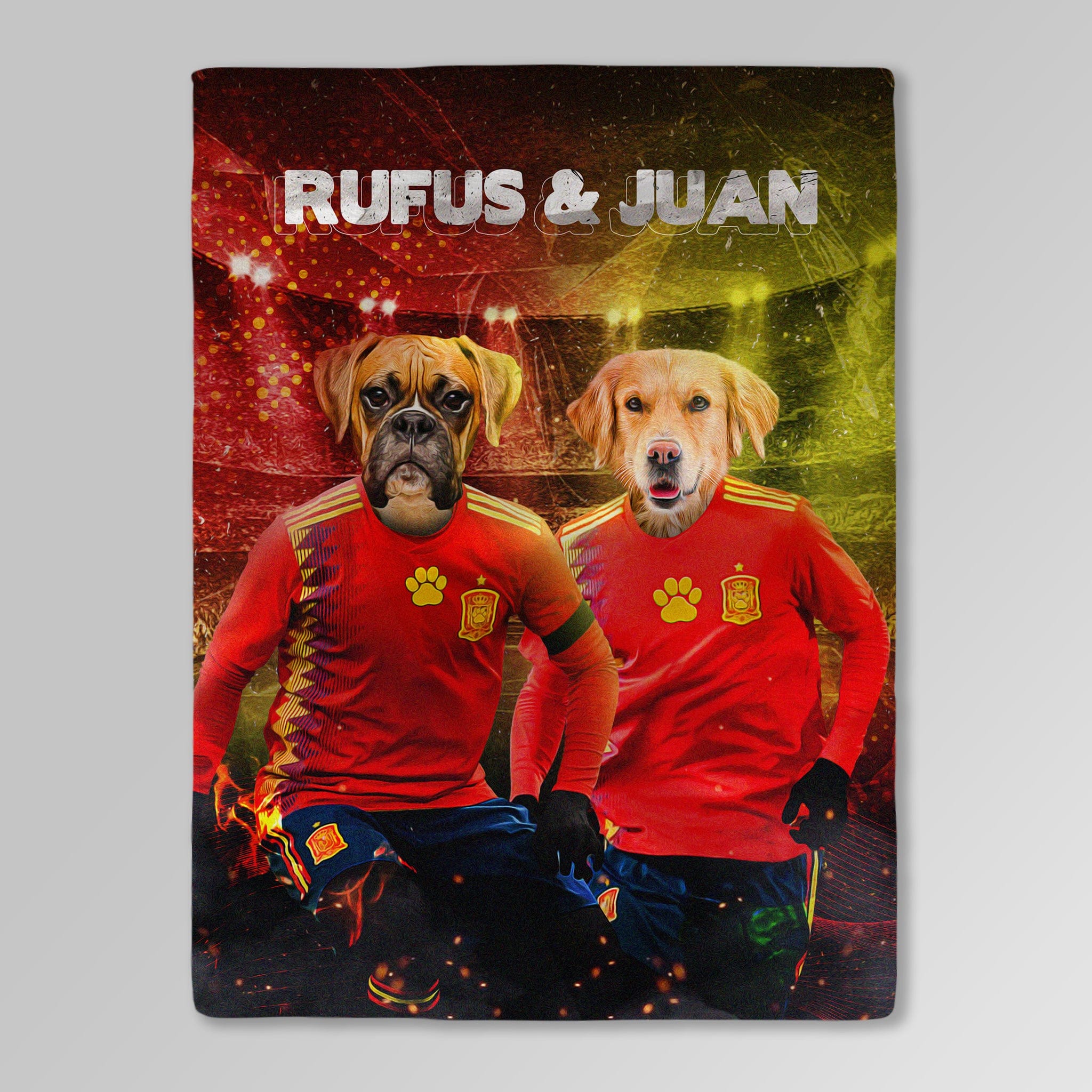 &#39;Spain Doggos Soccer&#39; Personalized 2 Pet Blanket