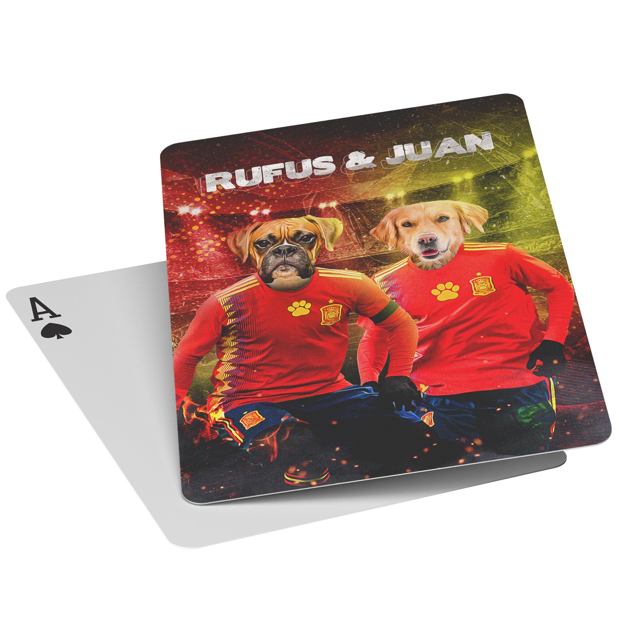&#39;Spain Doggos Soccer&#39; Personalized 2 Pet Playing Cards