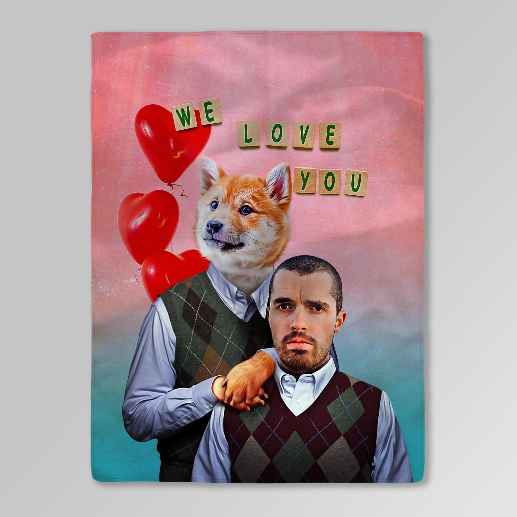 &#39;Step Doggo &amp; Human Valentines Edition &#39; Personalized Blanket