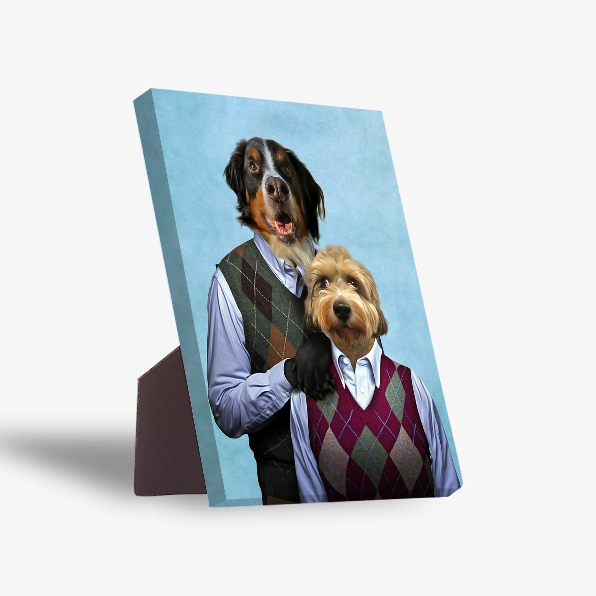 'Step Doggo & Doggette' Personalized 2 Pet Standing Canvas