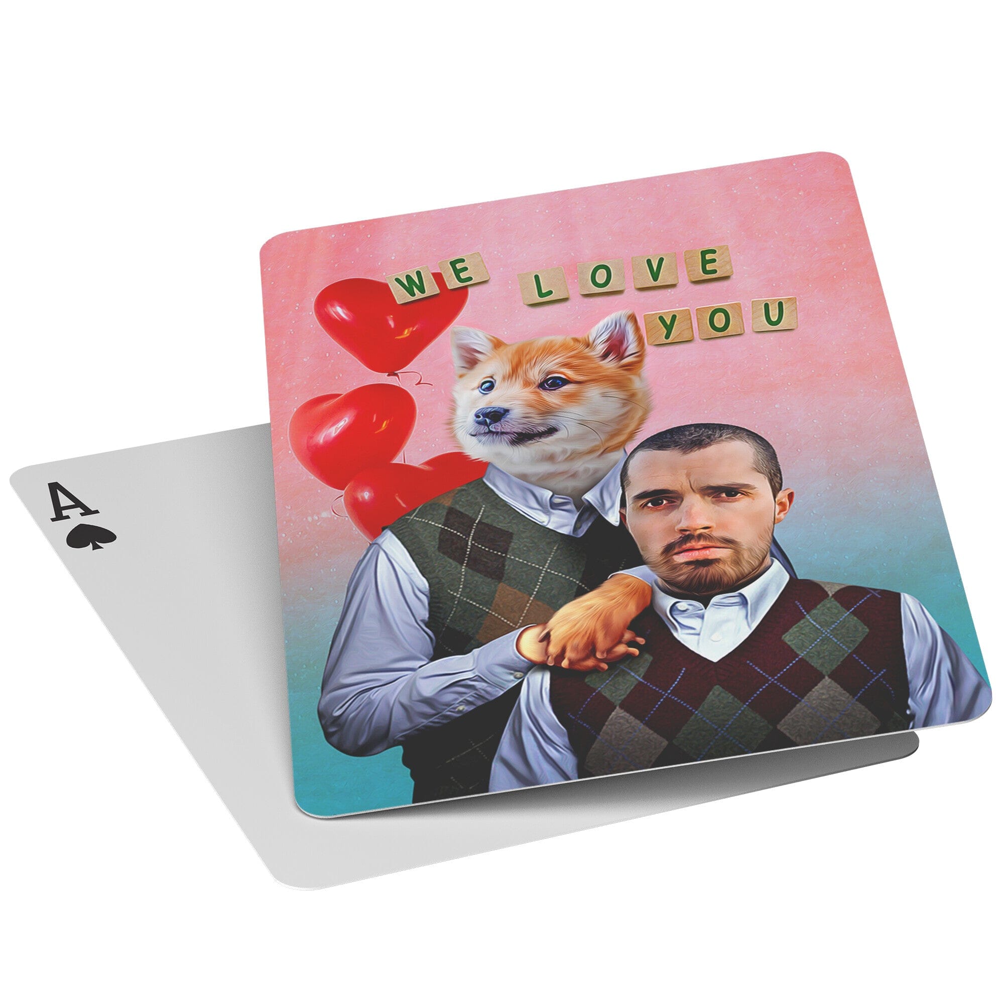 &#39;Step Doggo and Human Valentines Edition&#39; Personalized Pet Playing Cards