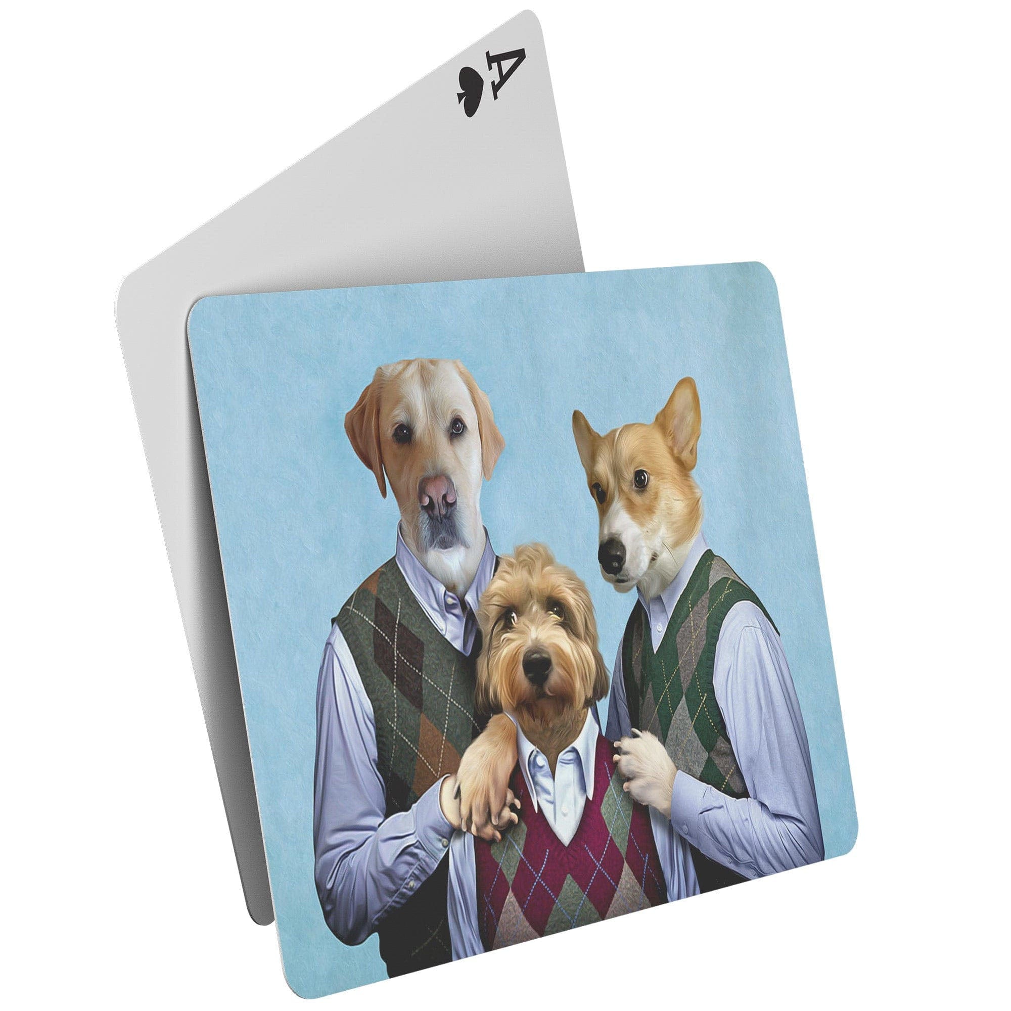 &#39;Step Doggos &amp; Doggette (2 Male 1 Female)&#39; Personalized 3 Pet Playing Cards