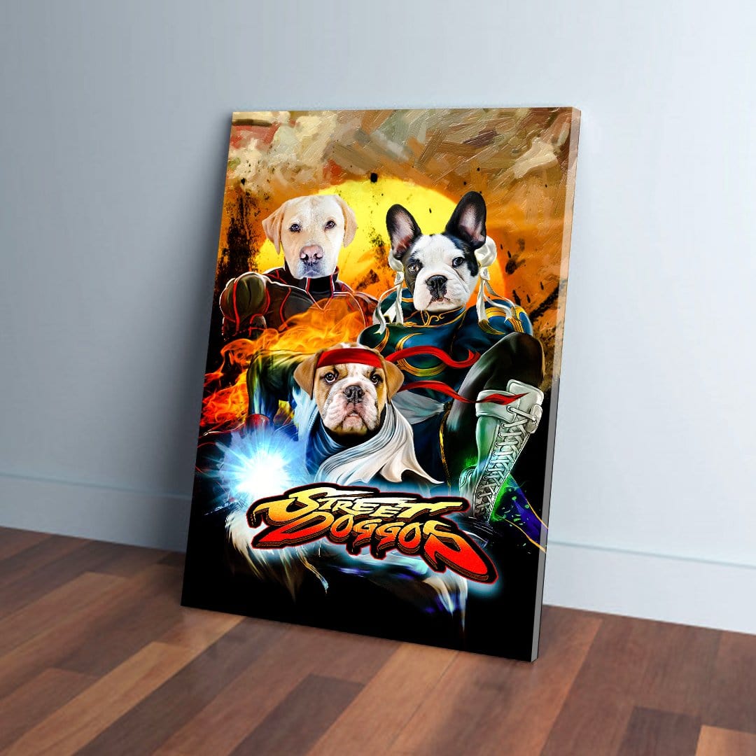 &#39;Street Doggos&#39; Personalized 3 Pet Canvas