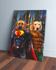 Lienzo personalizado para 2 mascotas 'Superdog &amp; Aquadog'