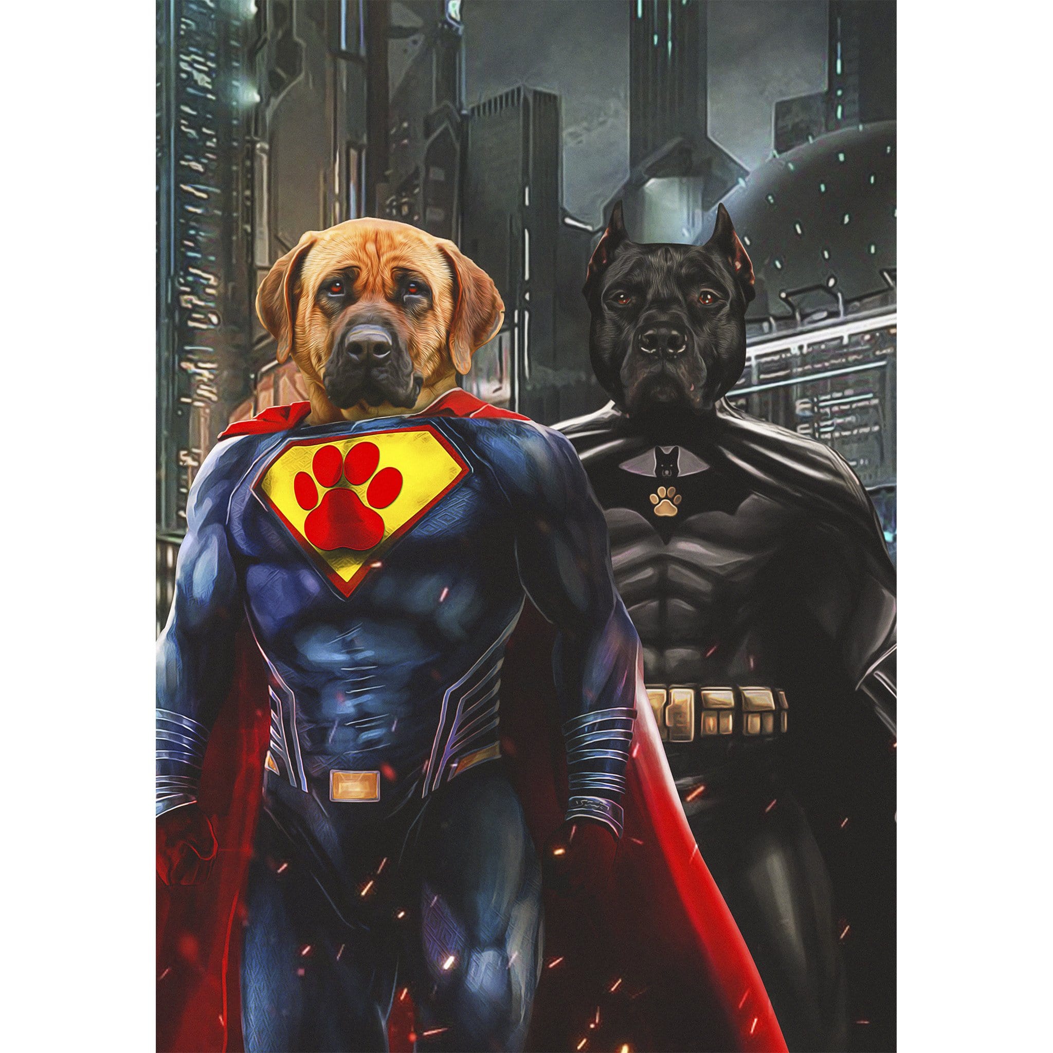 &#39;Superdog &amp; Batdog&#39; 2 Pet Digital Portrait