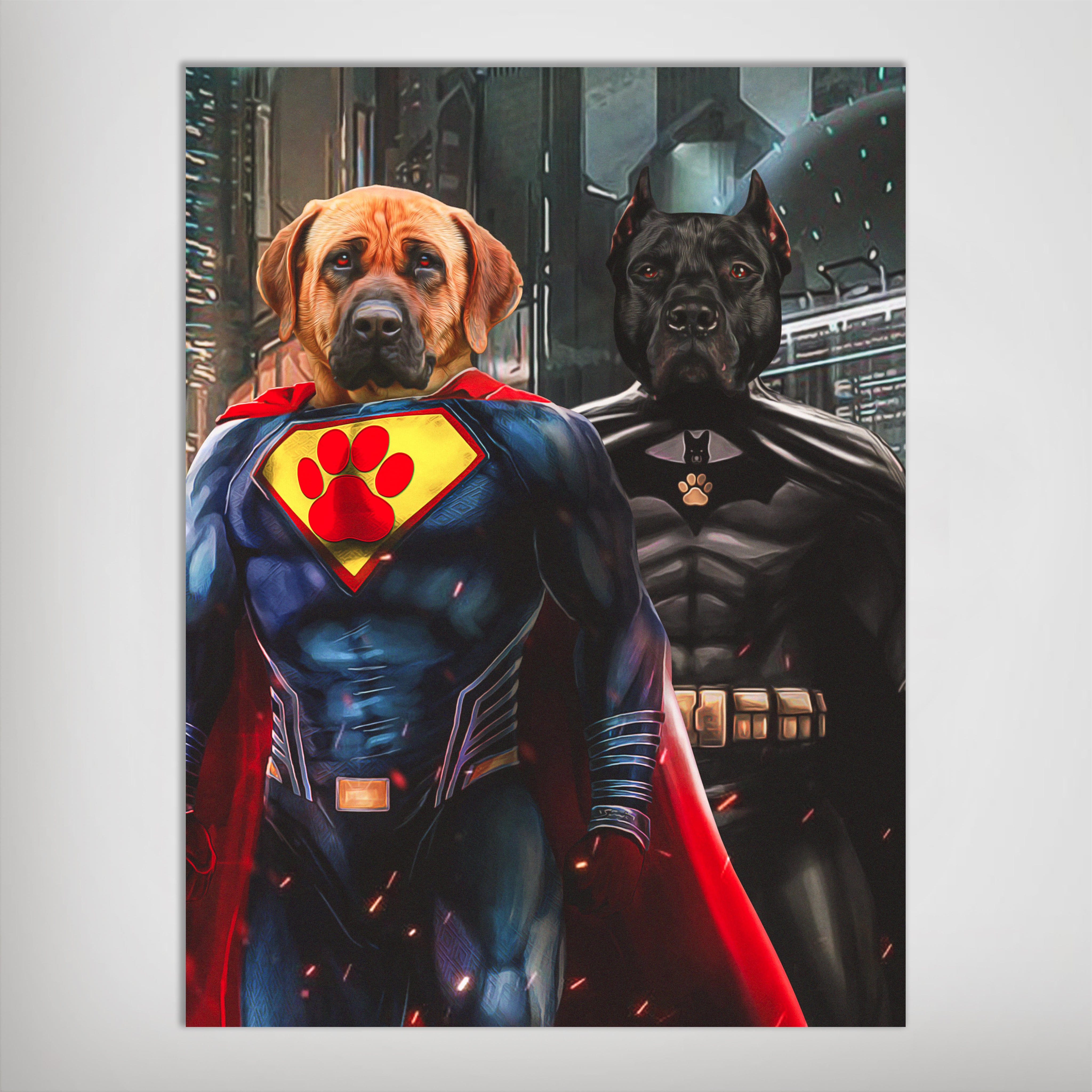 &#39;Superdog &amp; Batdog&#39; Personalized 2 Pet Poster