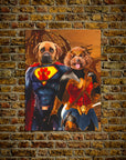 'Superdog & Wonder Doggette' Personalized 2 Pet Poster