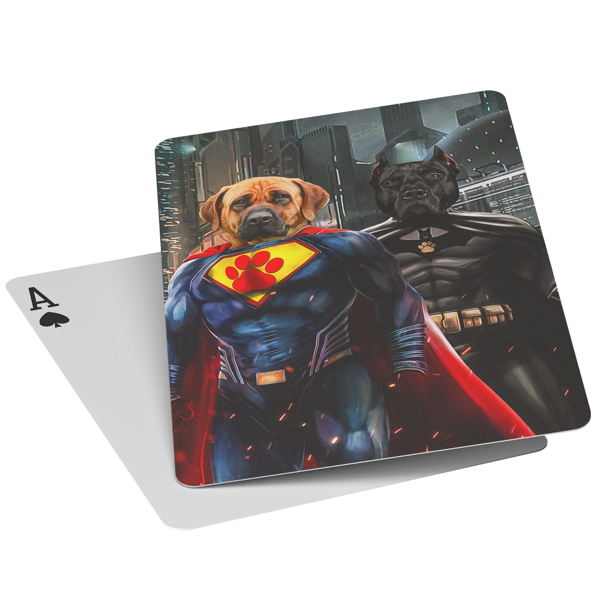 &#39;Superdog &amp; Batdog&#39; Personalized 2 Pet Playing Cards