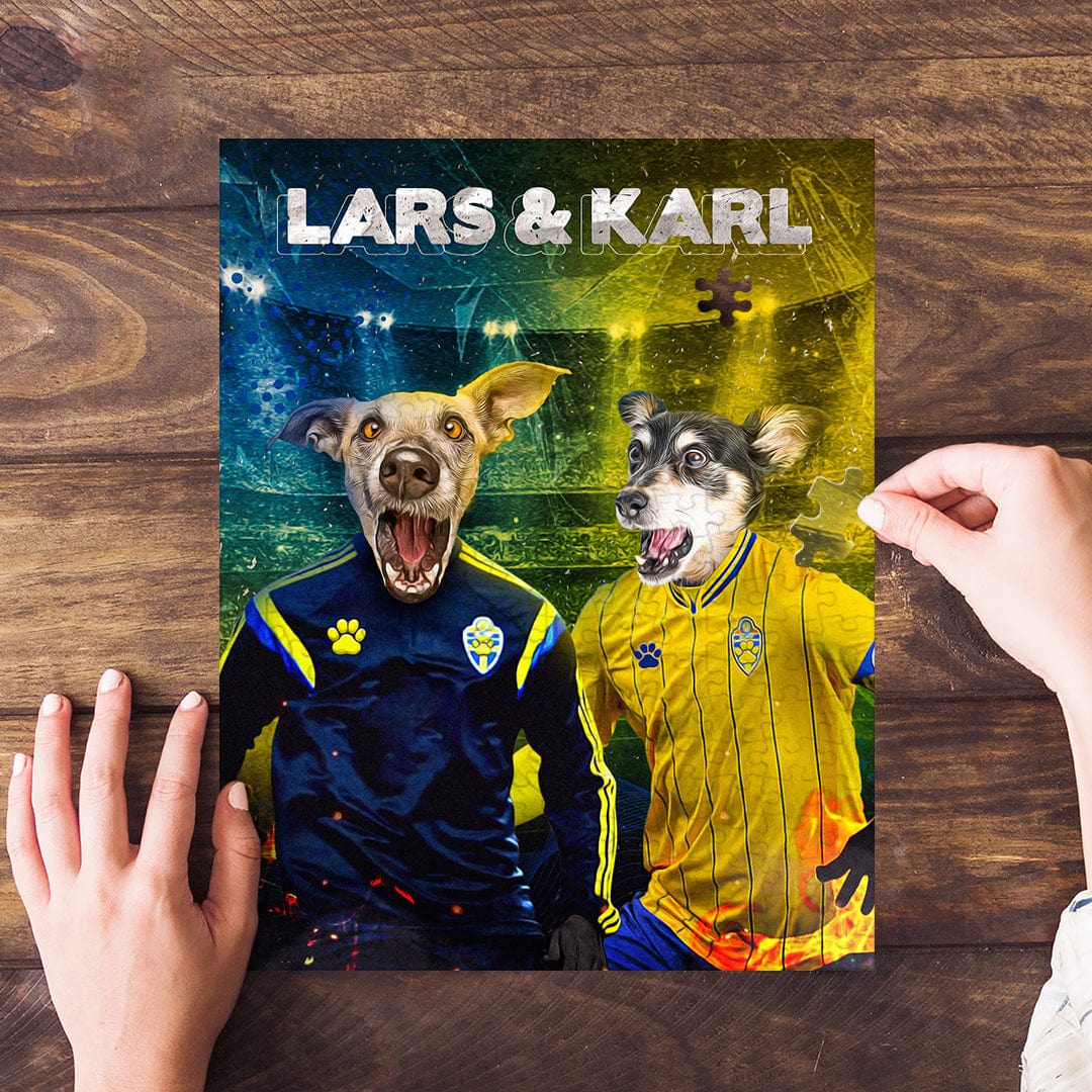 Puzzle personalizado para 2 mascotas &#39;Sweden Doggos Euro Football&#39;