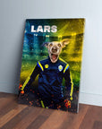 Lienzo personalizado para mascotas 'Sweden Doggos Soccer'