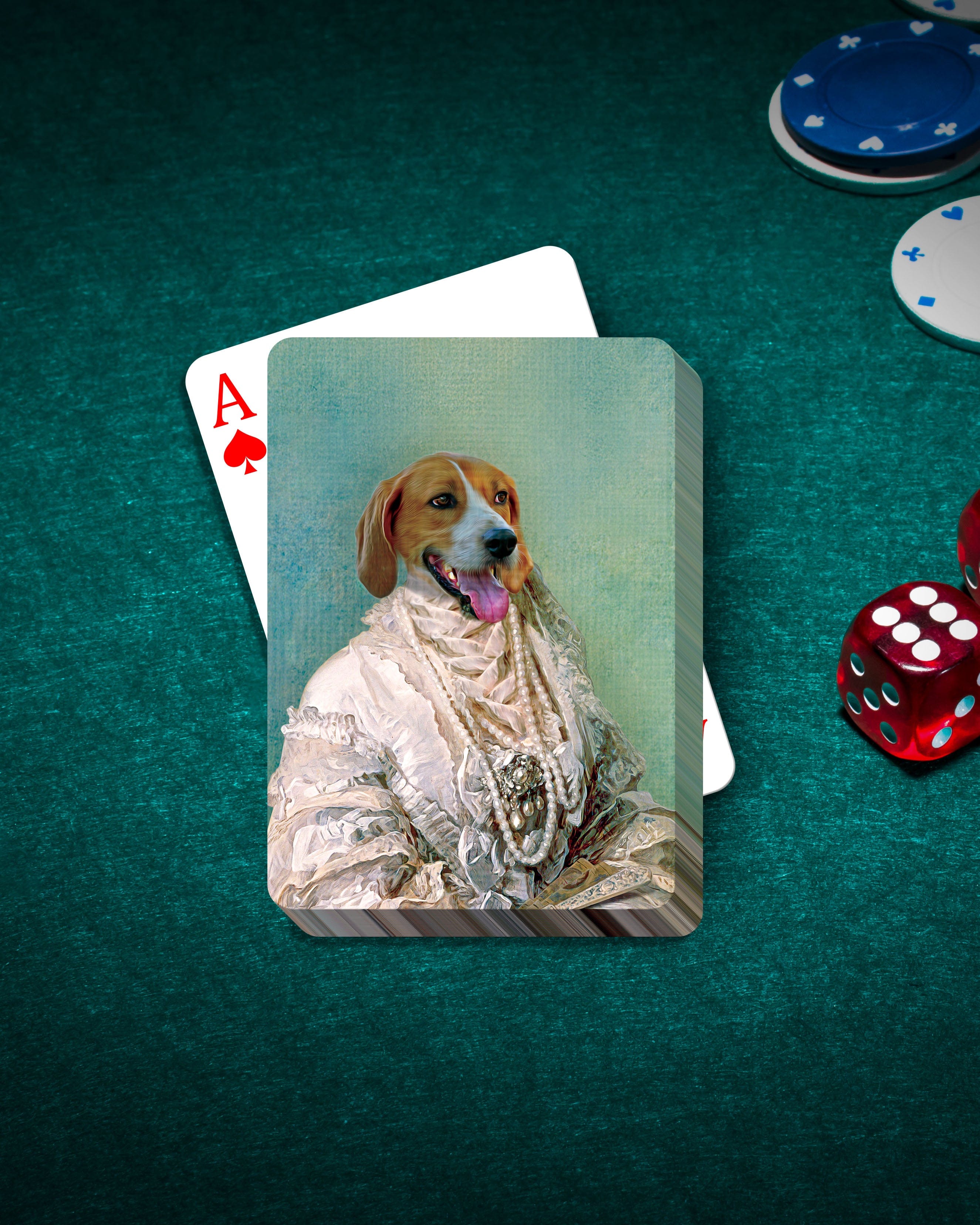 &#39;The Pearled Dame&#39; Personalized Pet Playing Cards
