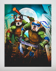 Personalized matte poster featuring two dogs as Teenage Mutant Ninja Turtles in a city at night.
