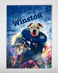 Personalized 'Tennesee Doggos' poster featuring a bulldog in a blue football uniform with "Winston" above.
