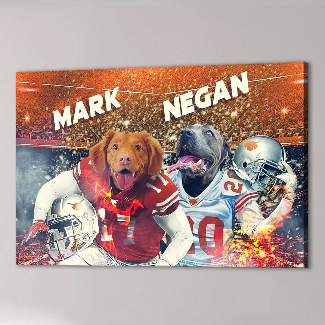 &#39;Texas Horn Doggos&#39; Personalized 2 Pet Canvas