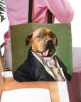 Personalized 'The Ambassador' tote bag with a custom renaissance-style portrait of a brown dog.