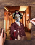 Personalized dog puzzle, 'Asian Empress' portrait style, featuring a labrador in a traditional hanbok.