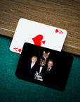 Personalized playing cards featuring custom pet portraits in a "Catfathers & Catmother" style.