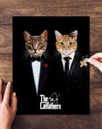 Personalized "The Catfathers" puzzle featuring two custom pet portraits of cats in suits.