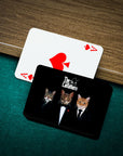 Personalized "The Catfathers" playing cards featuring three custom pet portraits in suits.