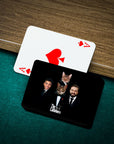 Personalized "Catfathers" playing cards featuring custom pet portraits on a dark background.