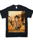 Black Gildan t-shirt featuring a personalized Cavalier King Charles Spaniel in a cowgirl outfit, holding a pistol.