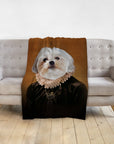Personalized pet blanket with a Shih Tzu dog in a renaissance royal portrait style.