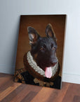 Personalized "The Duke" pet canvas featuring a German Shepherd in a regal, historical costume.
