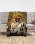 Custom King Blep personalized pet blanket with a pug in royal renaissance portrait style.
