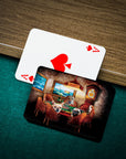 Personalized playing cards featuring 4 pets in a "Poker Players" renaissance portrait style.