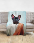 Personalized minky blanket featuring a French Bulldog in a renaissance-style "Prophet" portrait.