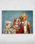 Personalized 'The Royal Family' poster featuring three pets in regal attire on a blue background.