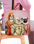 Personalized Royal Ladies 3-pet tote bag featuring a Cavalier King Charles, Maltese, and Pug in renaissance portraits.