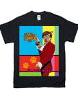 Black Gildan unisex t-shirt featuring a dog in a red suit and glasses, holding a gun, with "The Spy Who Humped Me" and "I'm Back, Baby!" text.