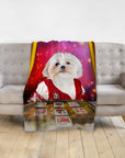 Personalized Shih Tzu pet blanket in 'The Tarot Reader' renaissance style.
