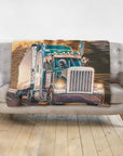 Personalized 3-pet blanket with dogs in a custom trucker portrait design.