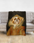 Custom personalized pet blanket with a Shih Tzu in a Renaissance royal portrait.