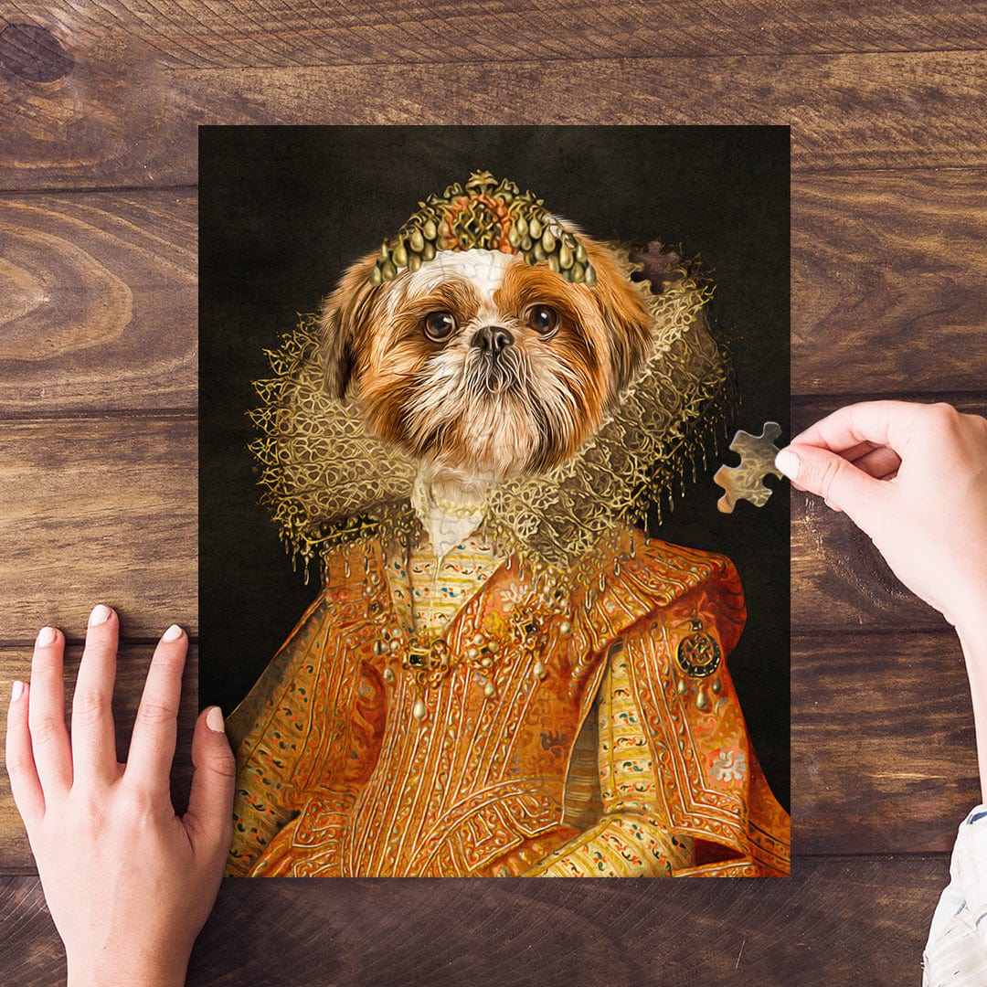 Custom Victorian Princess pet puzzle featuring a Shih Tzu in royal attire.