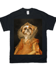 Black Gildan t-shirt with a personalized "Victorian Princess" Shih Tzu pet portrait in an orange gown.