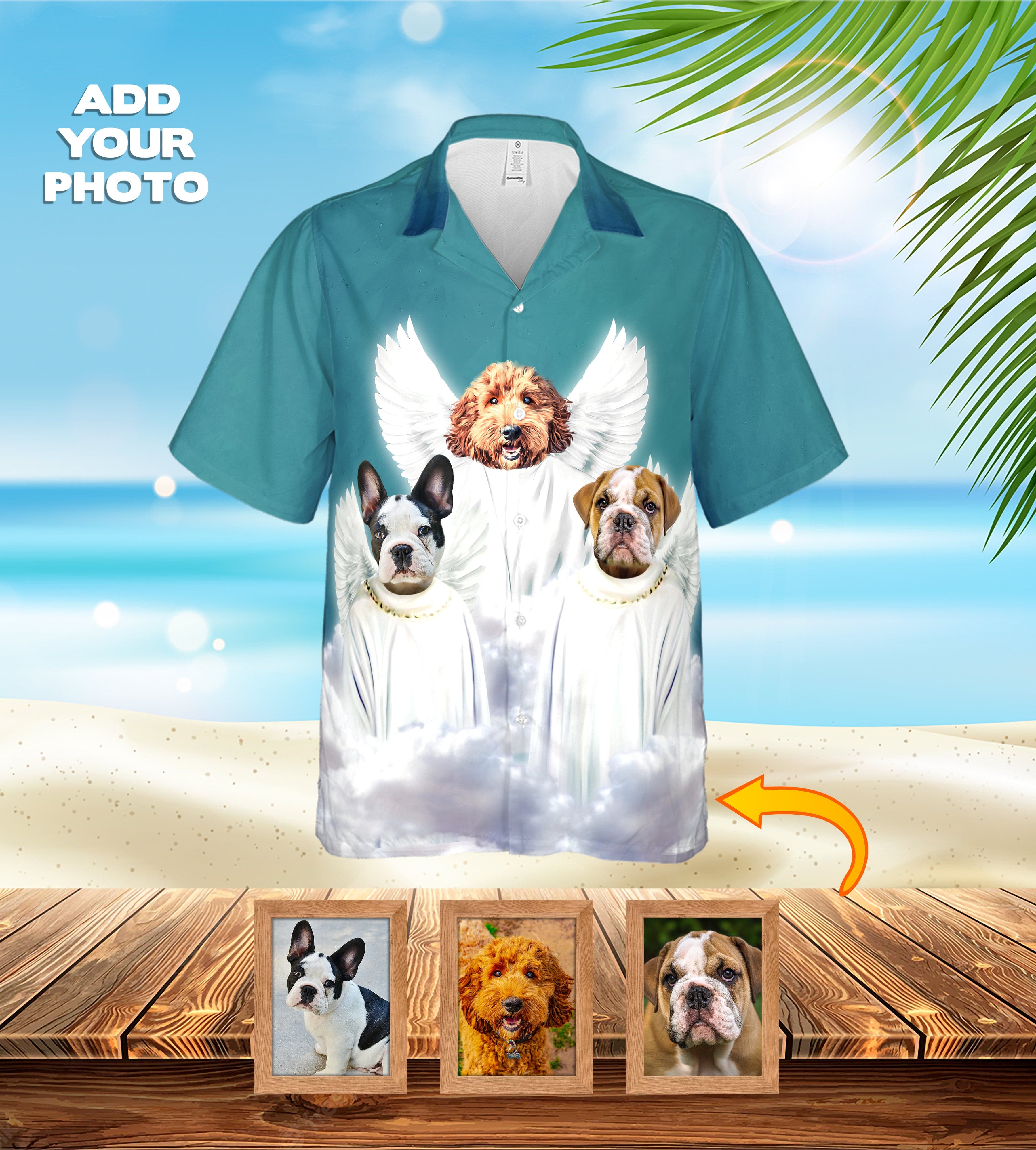 Camisa hawaiana personalizada (El(los) ángel(s): 1 - 4 mascotas)